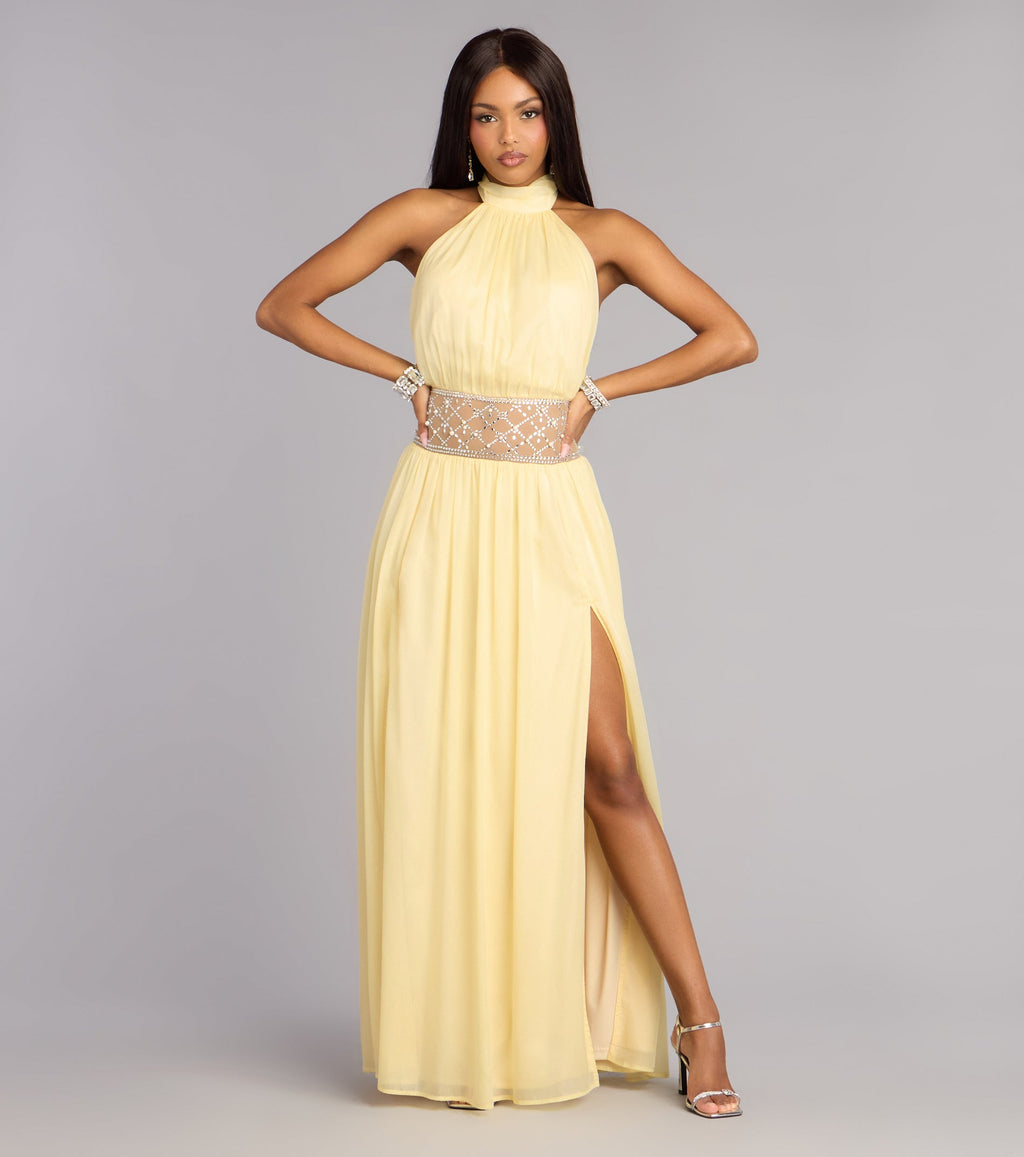 Monica Chiffon Embellished Formal Dress