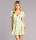 Fresh Blooms Puff Sleeve Skater Dress