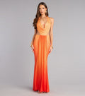 Sunset Muse Ombre Mesh Cutout Maxi Dress