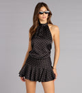 Retro Chic Vibes Halter Polka Dot Mini Dress