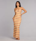 Golden Glow Strapless Maxi Dress