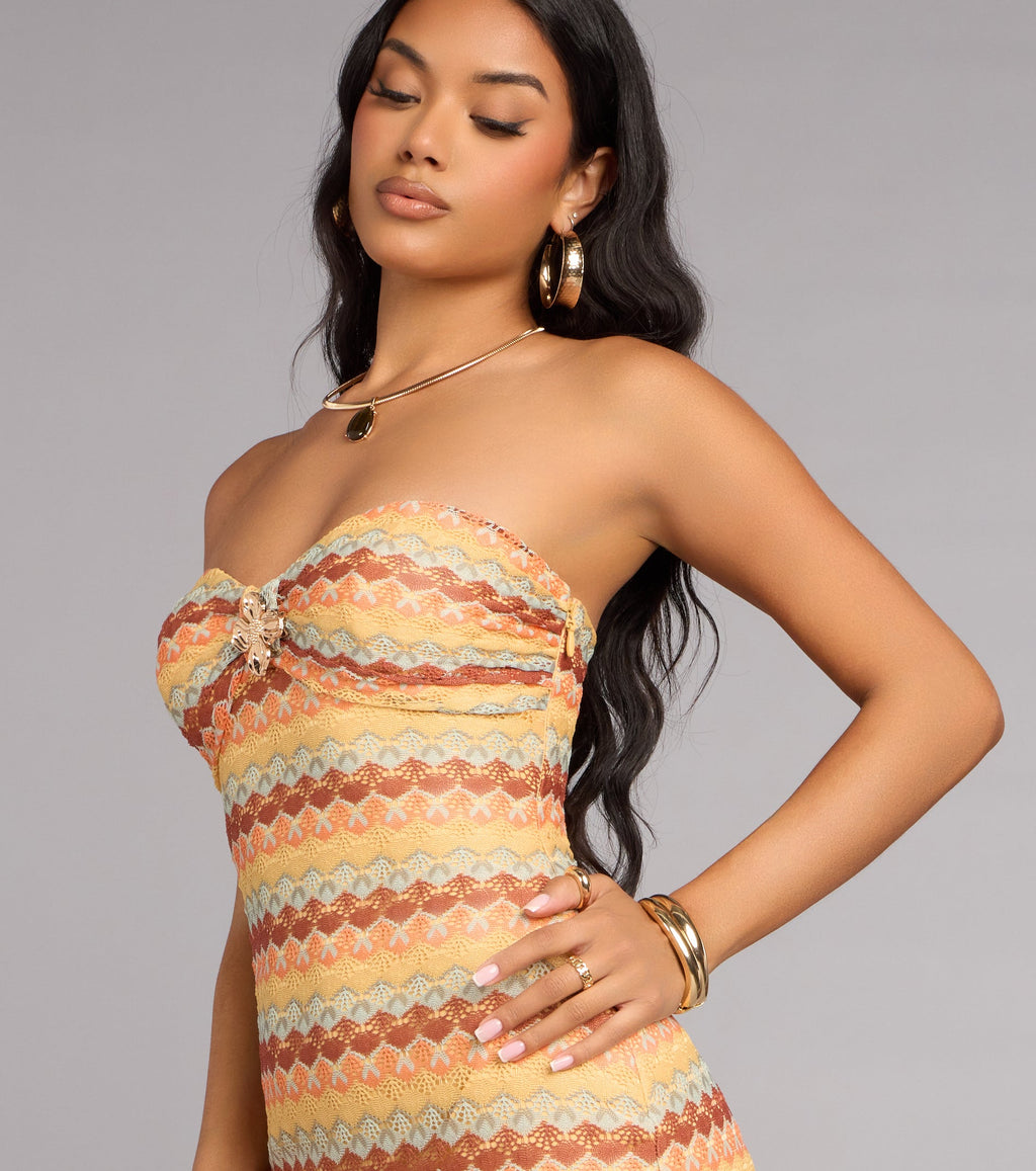 Golden Glow Strapless Maxi Dress
