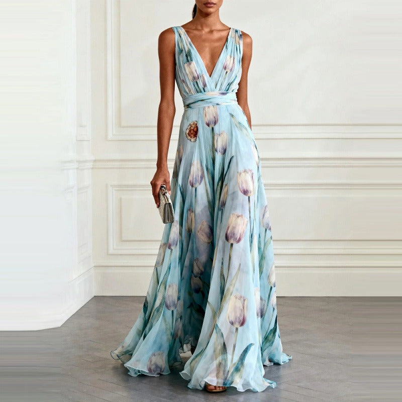 VESTIDO TULIPAN CUELLO V