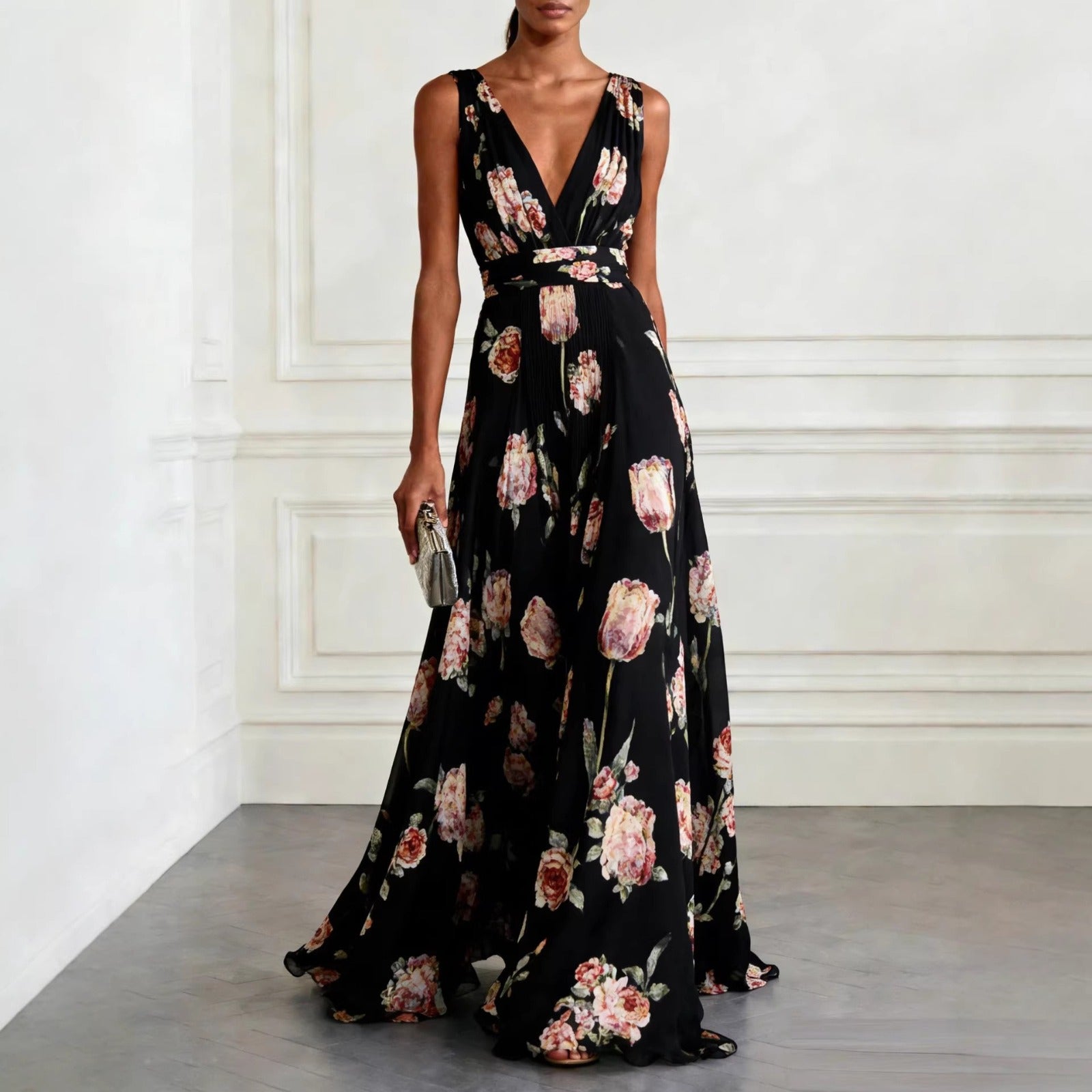 VESTIDO TULIPAN CUELLO V