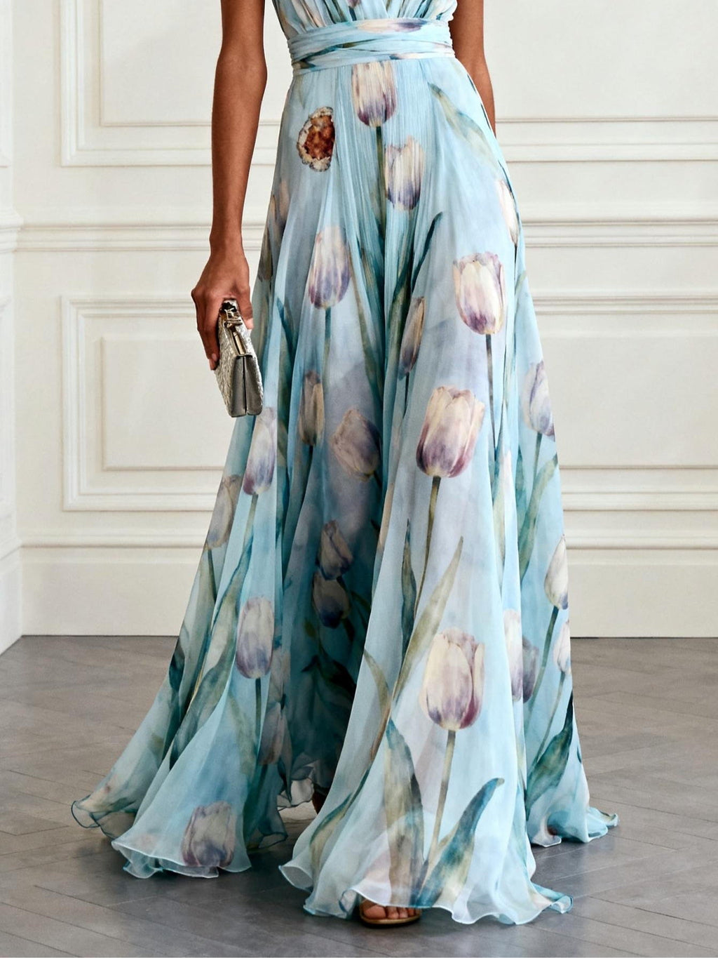 VESTIDO TULIPAN CUELLO V
