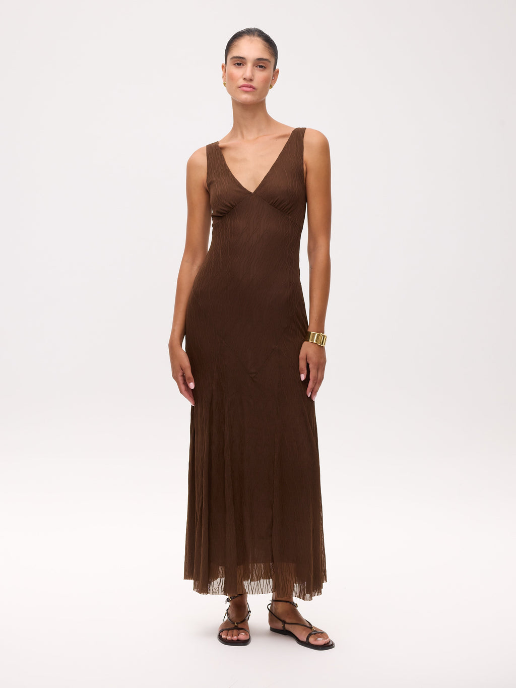 BEATRICE - Vestido tirantes punto con falda de godets