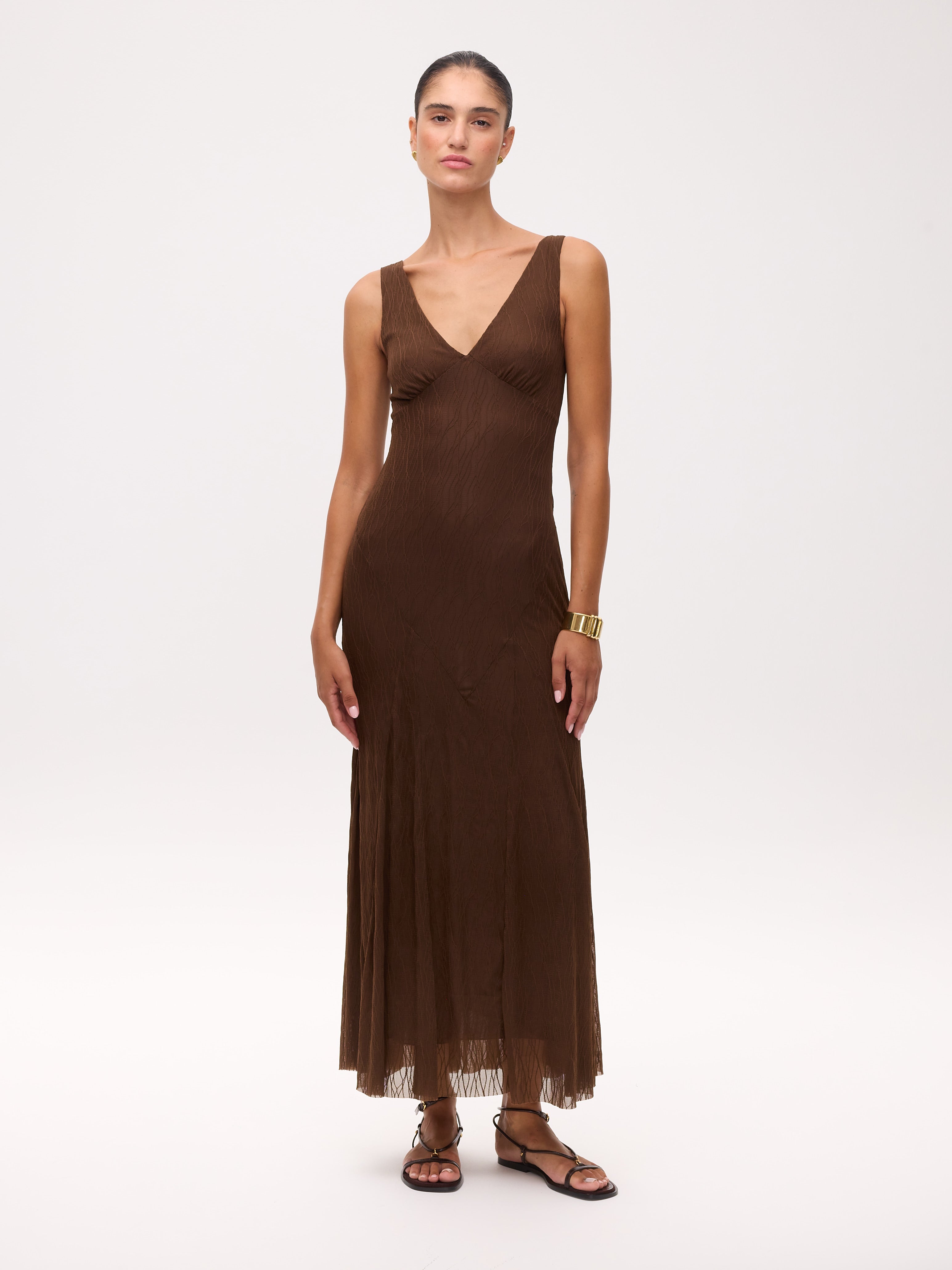 BEATRICE - Vestido tirantes punto con falda de godets