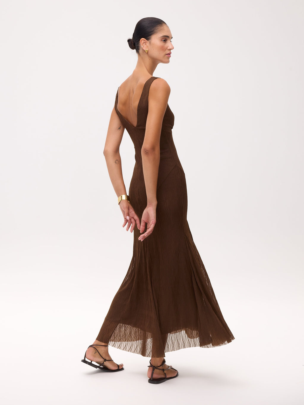 BEATRICE - Vestido tirantes punto con falda de godets