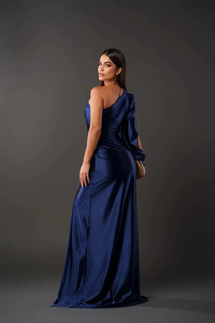 Camila | Vestido satinado de una manga