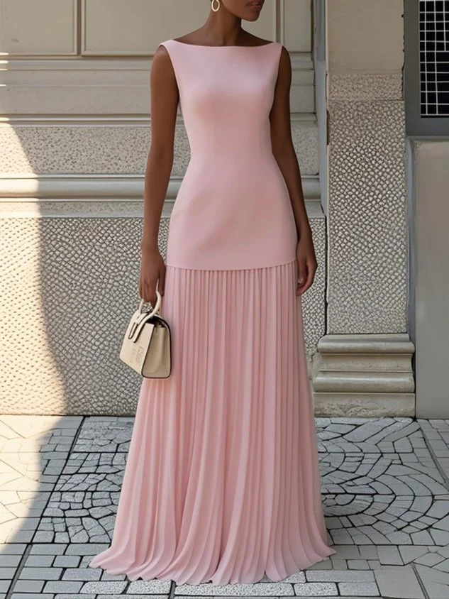 REINA Vestido Maxi Plisado
