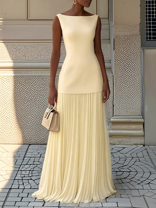 REINA Vestido Maxi Plisado