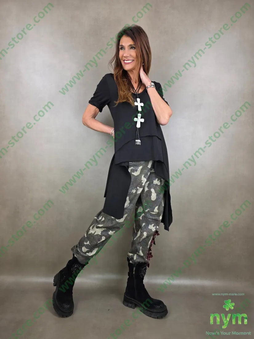 Pantalones estampados militar mujer