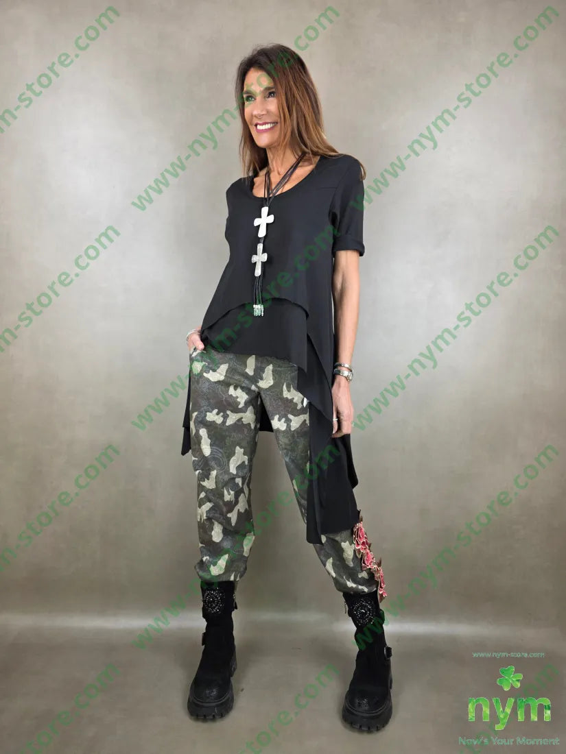 Pantalones estampados militar mujer