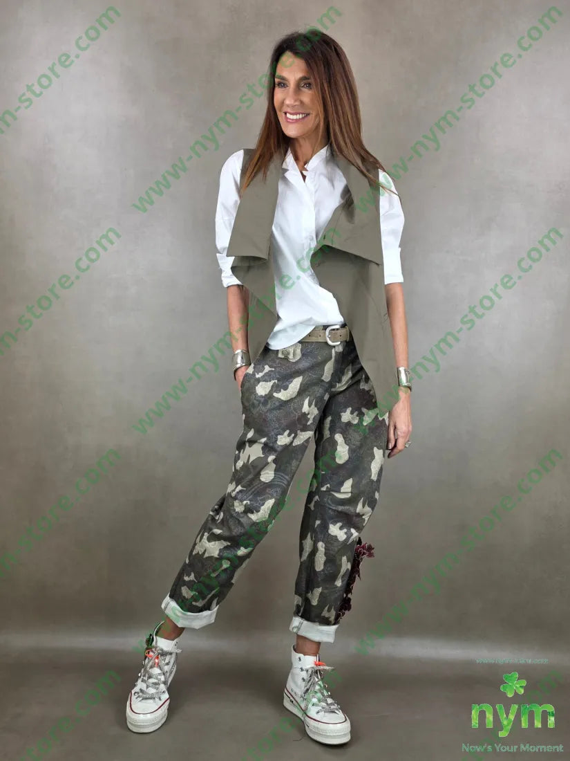 Pantalones estampados militar mujer